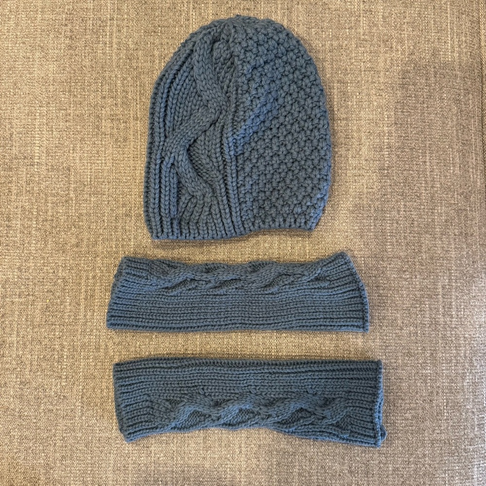 Summer & Rose Blue Knit Hat and Gloves Set